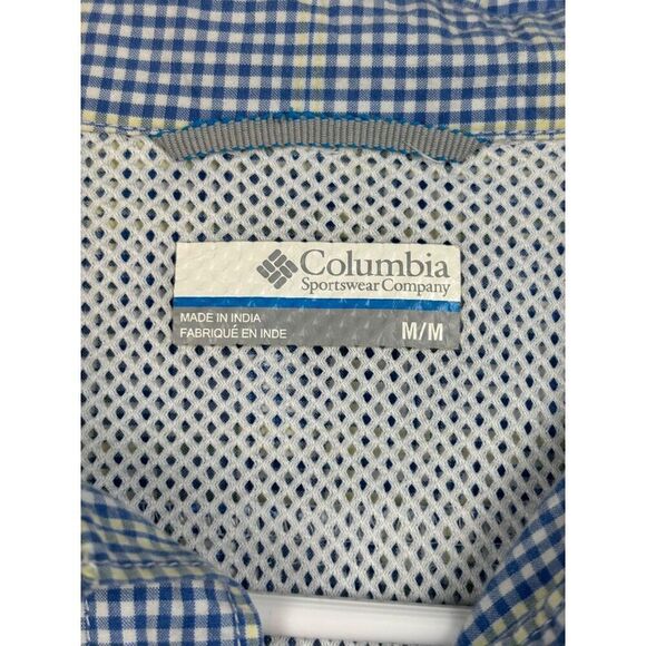 Columbia Sportswear Men's M Blue & Yellow Gingham Button-Up Shirt - Picture 3 of 12